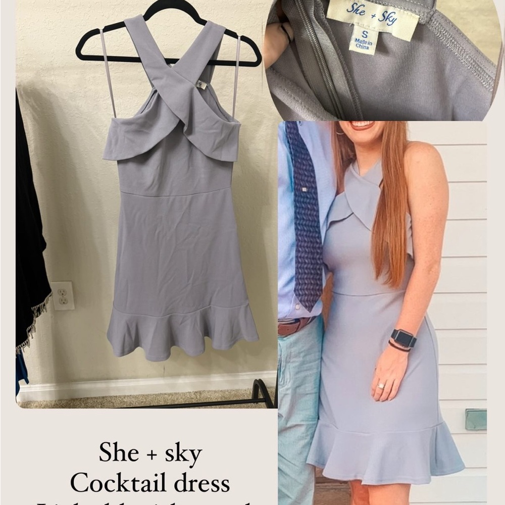 She + Sky Ruffle Cocktail Dress